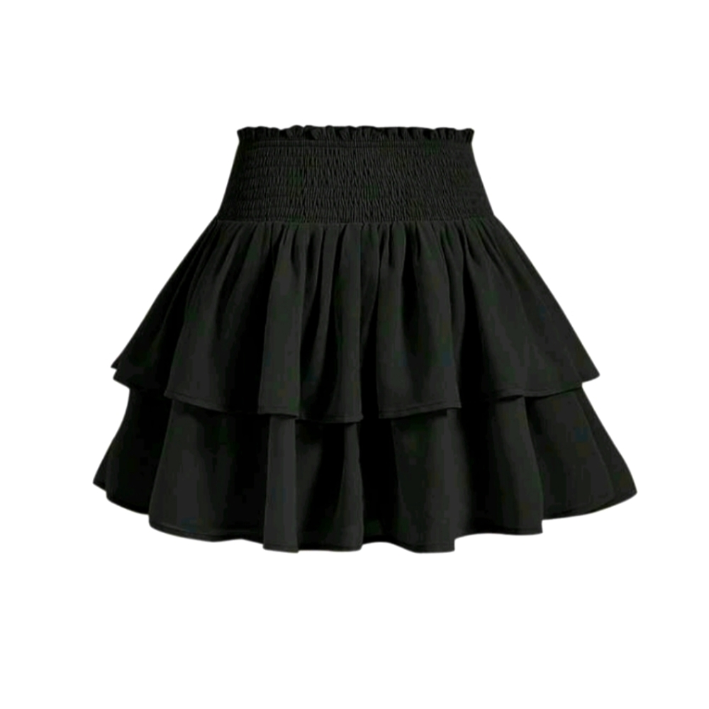 Black 2 layer Frill Mini Skirt
